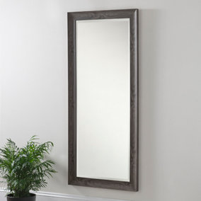 Rustic Grey Wood Effect Scooped Framed Mirror 167.5x76cm