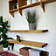 Rustic Handmade Floating Shelf - Wall-Mounted Storage Unit with Brackets for Kitchen Decor(Rustic Pine, 120cm (1.2m)