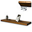 Rustic Handmade Floating Shelf - Wall-Mounted Storage Unit with Brackets for Kitchen Decor(Tudor Oak, 120cm (1.2m)