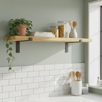 Rustic Handmade Wall Shelf, Wall Mounted, 170cm x 16.5cm DOWN Design ...
