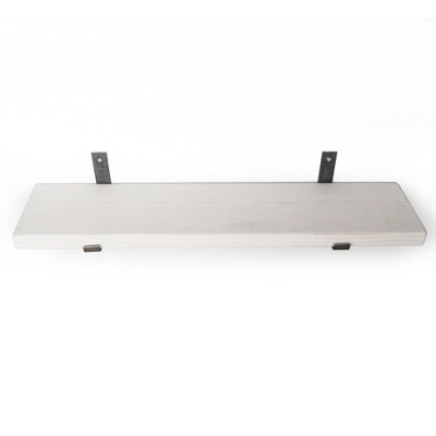 Rustic Handmade Wall Shelf, Wall Mounted, 90cm x 14.5cm UP Design, White Daisy, Handcrafted Vintage Style