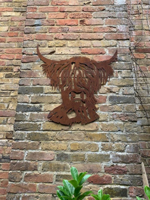 Rustic Highland Cow Steel Metal Garden Wall Art Plaque
