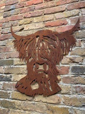 Rustic Highland Cow Steel Metal Garden Wall Art Plaque - 3