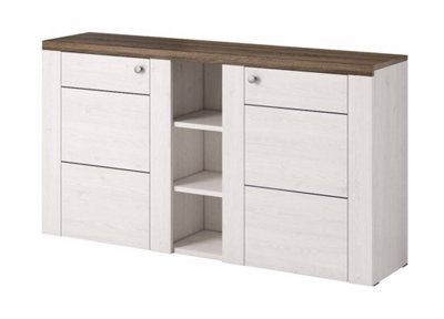 Rustic Larona 26 Sideboard Cabinet 1550mm in Oak Sibiu Larche & Sonoma Truffle - Timeless Charm H850mm D370mm