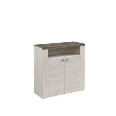 Rustic Larona 27 Hallway Cabinet 840mm in Oak Sibiu Larche & Oak Sonoma Truffle - Charming Entryway Accent H850mm D340mm