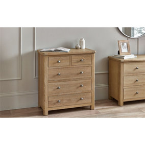 Rustic Limed Oak 3+2 Drawer Chest