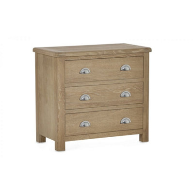 Rustic Limed Oak 3 Drawer Chest