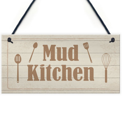 Rustic Mud Kitchen Sign Hanging Garden Playroom House Sign Daughter Son ...