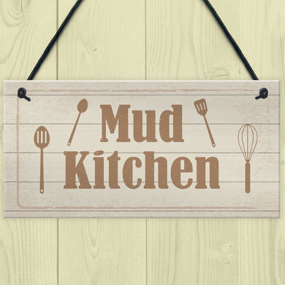 Rustic Mud Kitchen Sign Hanging Garden Playroom House Sign Daughter Son Gift