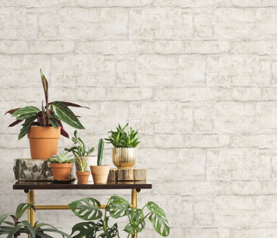 Rustic Natural Stone Designer Wallpaper -  Embossed cream