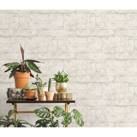 Rustic Natural Stone Designer Wallpaper -  Embossed cream