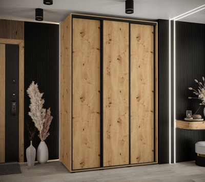 Rustic Oak Artisan Sliding Wardrobe H2050mm W1600mm D600mm with ...