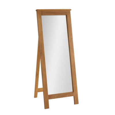 Rustic Oak Floor Standing Cheval Mirror - H1370 x W530 x D590mm