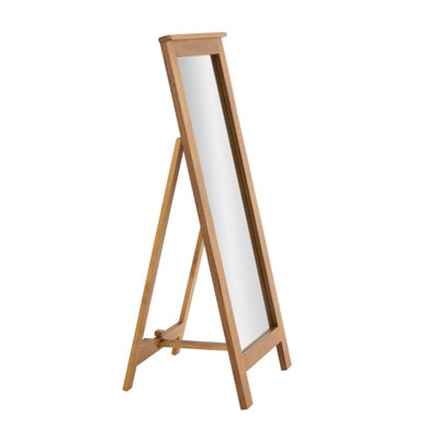 Rustic Oak Floor Standing Cheval Mirror - H1370 x W530 x D590mm