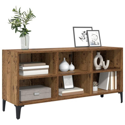 Rustic Old Wood TV Stand Old Wood Engineered wood, Metal Medium Storage
