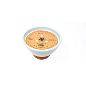 Rustic Pastel Blue Sea Salt Round Bowl Soy Wax Candle (Diam) 14cm