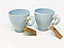Rustic Pastel Fully Dipped Terracotta Duck Egg Blue Kitchen Dining Set of 2 Everyday Cups (H) 9.5cm
