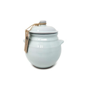 Rustic Pastel Fully Dipped Terracotta Kitchen Dining Storage Jar w/ Lid Duck Egg Blue (H) 15cm