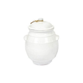 Rustic Pastel Fully Dipped Terracotta Kitchen Dining Storage Jar w/lid (H) 23cm White