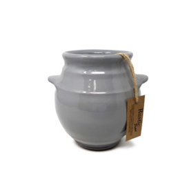 Rustic Pastel Fully Dipped Terracotta Kitchen Dining Utensil Jar Grey (H) 16cm