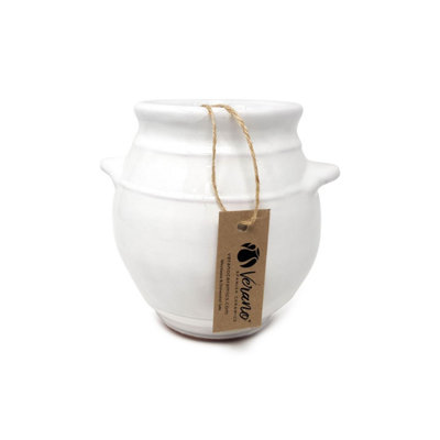 Natural Home Utensil Jar in White Speckle