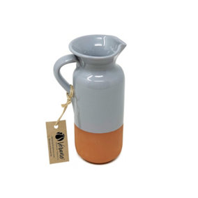 Rustic Pastel Half Dipped Terracotta Kitchen Bottle Pourer Jug Grey 0.5L (H) 18cm