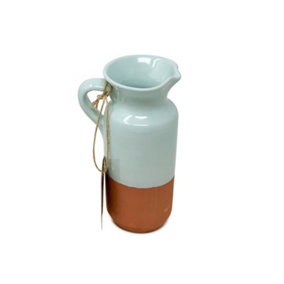 Rustic Pastel Half Dipped Terracotta Kitchen Bottle Pourer Jug Pale Green 0.5L (H) 18cm