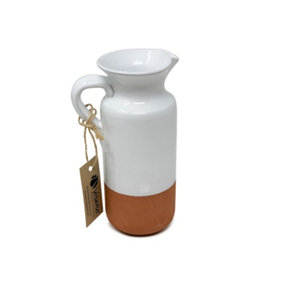 Rustic Pastel Half Dipped Terracotta Kitchen Bottle Pourer Jug White 0.5L (H) 18cm