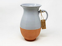 Rustic Pastel Half Dipped Terracotta Kitchen Dining Tall Pourer Jug Grey 2L (H) 28cm