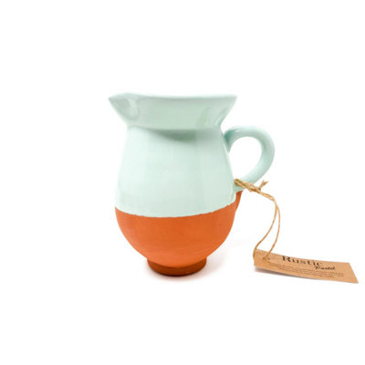 Rustic Pastel Half Dipped Terracotta Kitchen Mini Pourer Jug Pale Green (12cm)