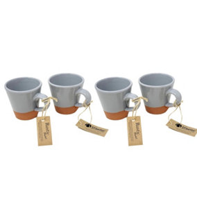Rustic Pastel Half Dipped Terracotta Kitchen Set of 4 Conical Cups Grey 9cm
