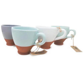Rustic Pastel Half Dipped Terracotta Kitchen Set of 4 Everyday Cups Mixed 9.5cm