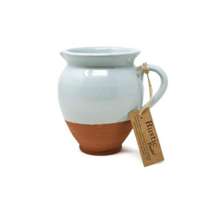 Rustic Pastel Half Dipped Terracotta Kitchen Small Belly Jug Duck Egg Blue 0.5L (H) 15cm