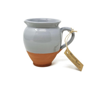 Rustic Pastel Half Dipped Terracotta Kitchen Small Belly Jug Grey 0.5L (H) 15cm