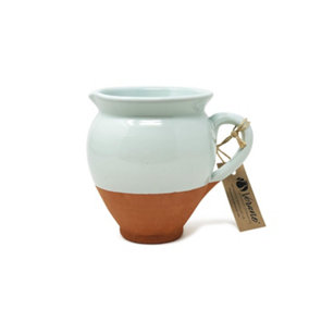 Rustic Pastel Half Dipped Terracotta Kitchen Small Belly Jug Pale Green 0.5L (H) 15cm