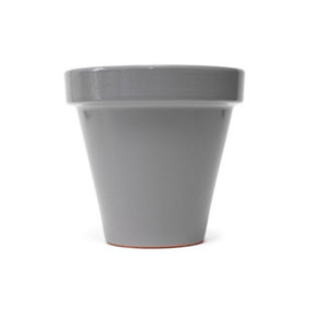 Rustic Pastel Hand Dipped Grey Terracotta Outdoor Garden Classic Plant Pot (D) 29cm