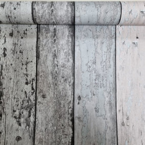 Rustic Pink/Grey Plank Wallpaper Realistic Wooden Effect HeavyWeight Smooth