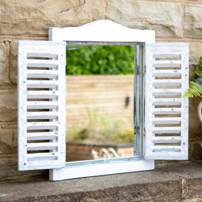 Garden mirror on sale with shutters