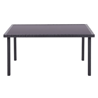 Rustic Rectangle Ratten Effect Outdoor Garden Wicker Table with ...