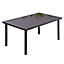 Rustic Rectangle Ratten Effect Outdoor Garden Wicker Table with Tempered Glass Tabletop Black 150cm