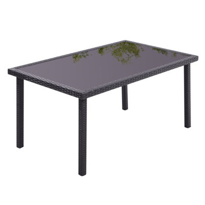 Rustic Rectangle Ratten Effect Outdoor Garden Wicker Table with ...
