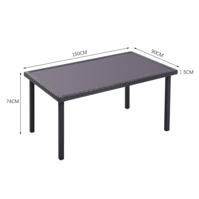 Rustic Rectangle Ratten Effect Outdoor Garden Wicker Table with ...