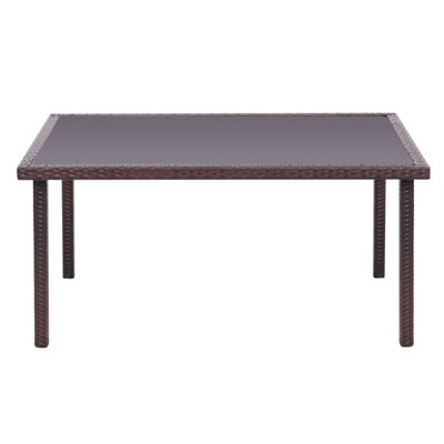 Rustic Rectangle Ratten Effect Wicker Outdoor Garden Wicker Table with ...