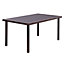 Rustic Rectangle Ratten Effect Wicker Outdoor Garden Wicker Table with Tempered Glass Tabletop Brown 150cm