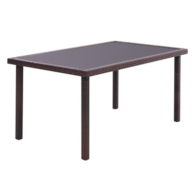 Rustic Rectangle Ratten Effect Wicker Outdoor Garden Wicker Table with ...