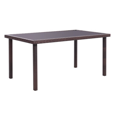 Rustic Rectangle Ratten Effect Wicker Outdoor Garden Wicker Table with ...
