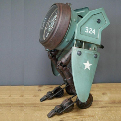 Rustic Robot Ornamental Design Clock