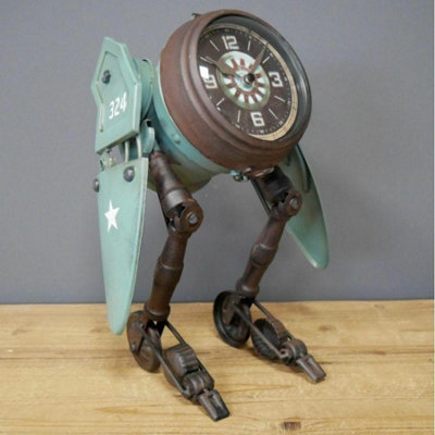 Rustic Robot Ornamental Design Clock