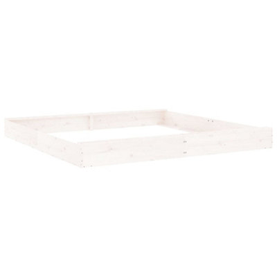 Rustic Sandbox with Seats White Square Solid Wood Pine