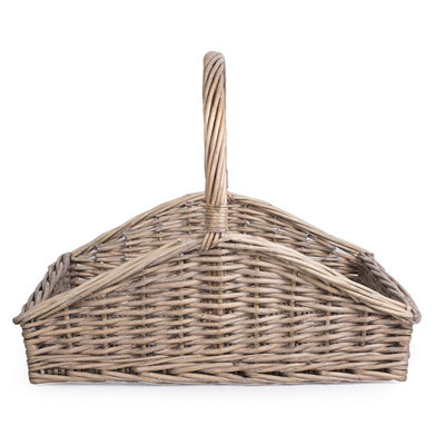 Rustic Shallow Style Grey Washed Wicker Fireside Log Basket-Small | DIY ...